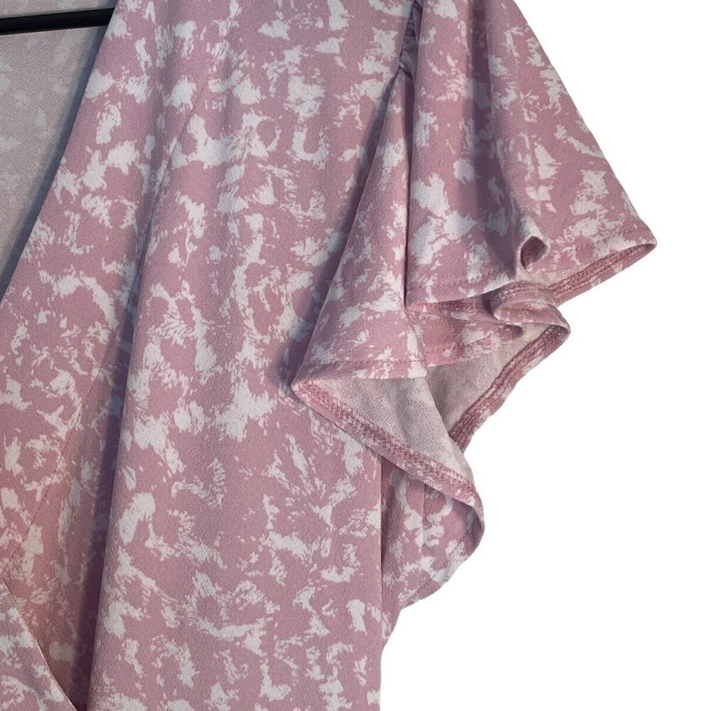 Nine West Dress Womens Size XXL Pink Floral Belted Faux Wrap Dress V-Neck Swing - Picture 8 of 11